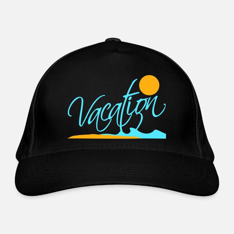 Vacation Saying Text Sun Beach Lettering Logo Organic Baseball Cap