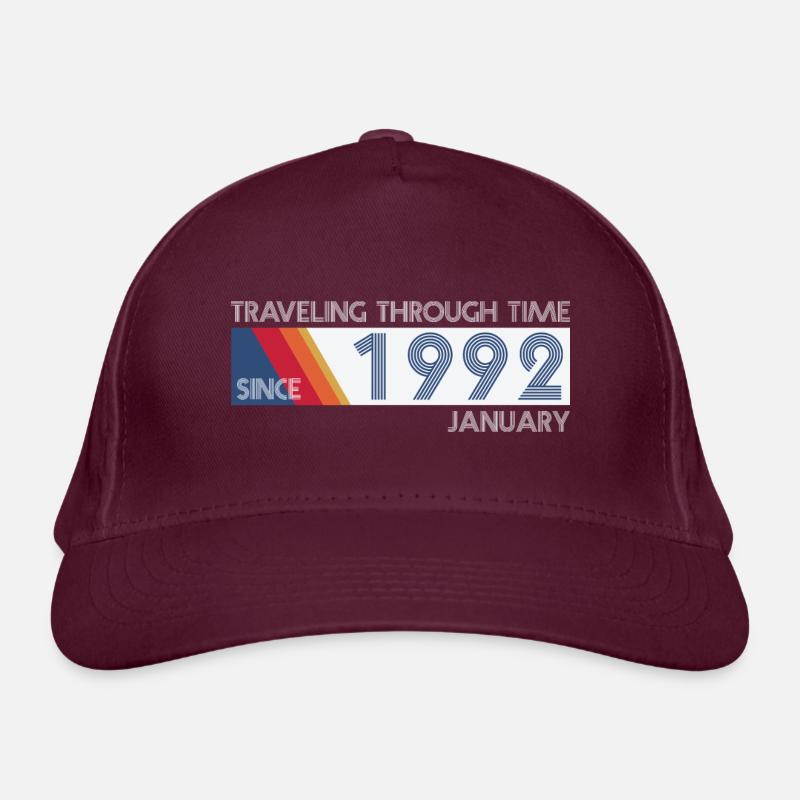 Conception drôle d'anniversaire de voyage dans le temps janvier 1992 Casquette classique bio