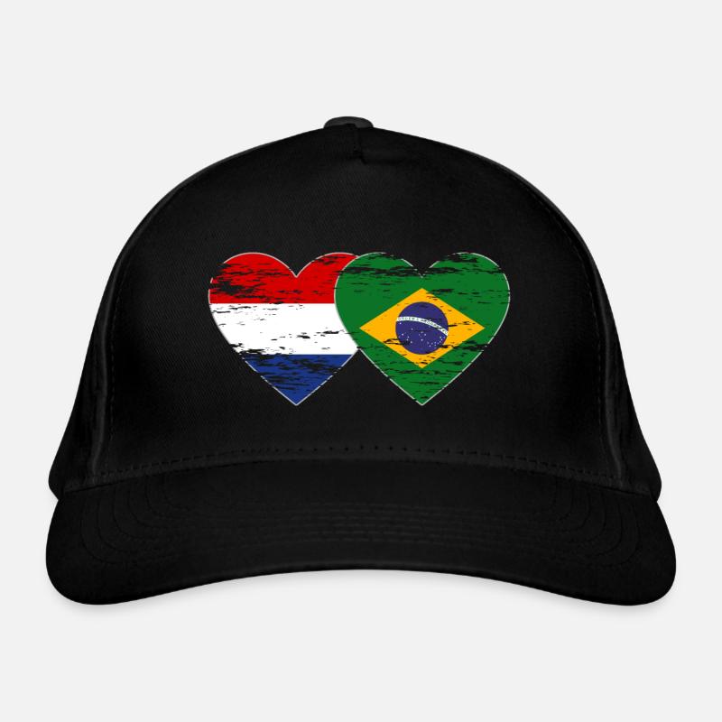 Hollande Brésil drapeau coeur utilisé Casquette classique bio
