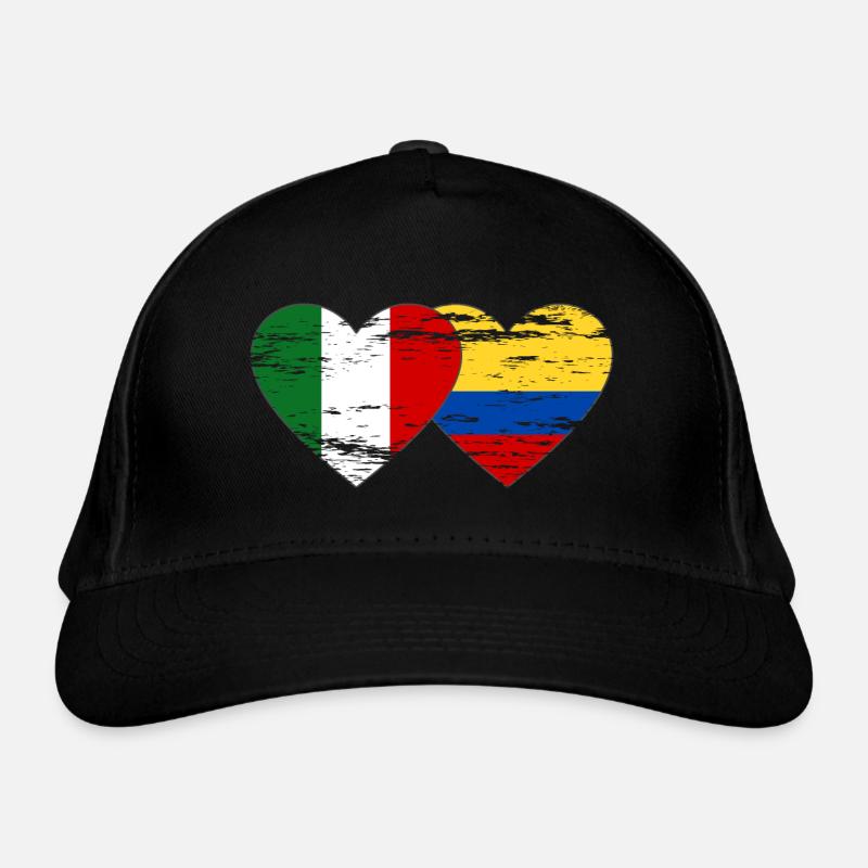 Italien Kolumbien Flagge Herz used Bio-Baseballkappe