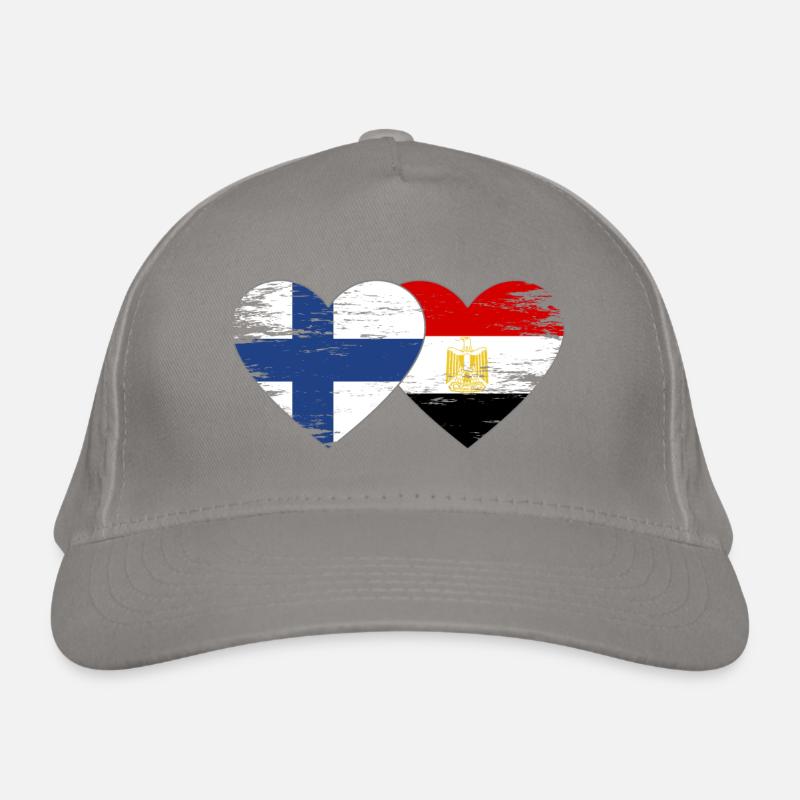 Finlande Egypte Drapeau Mains Coeur Forme Utilisé Casquette classique bio