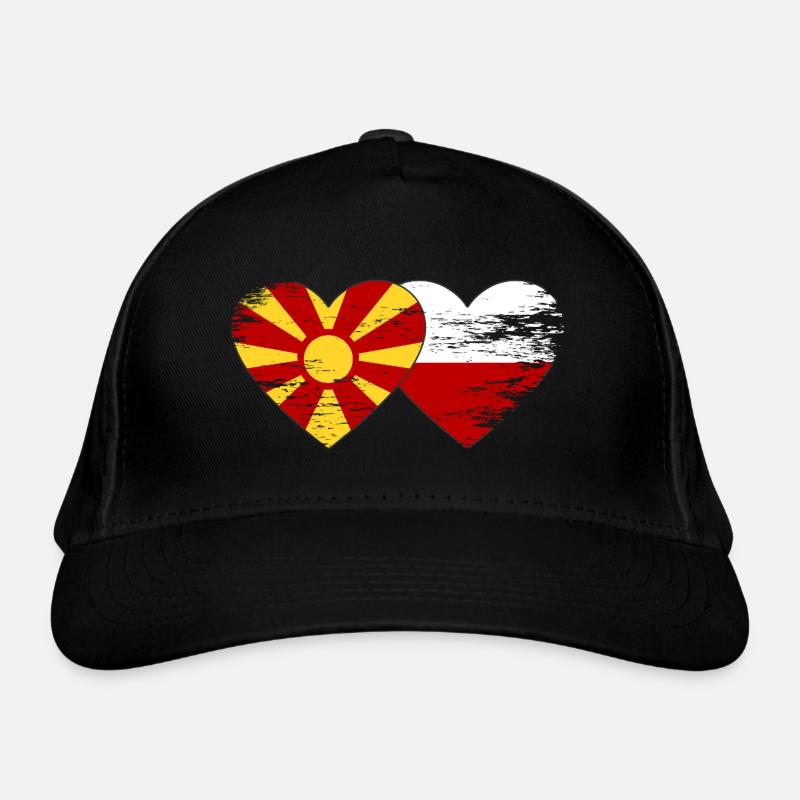 Macédoine Pologne Drapeau Coeur utilisé Casquette classique bio