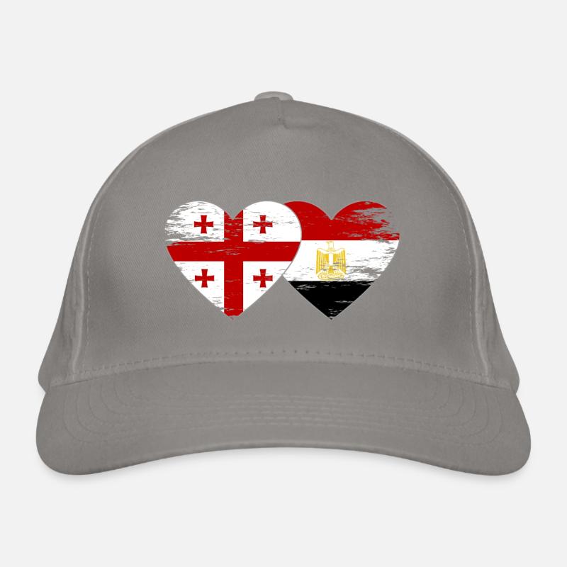 Géorgie Égypte Drapeau Mains Coeur Forme Utilisé Casquette classique bio