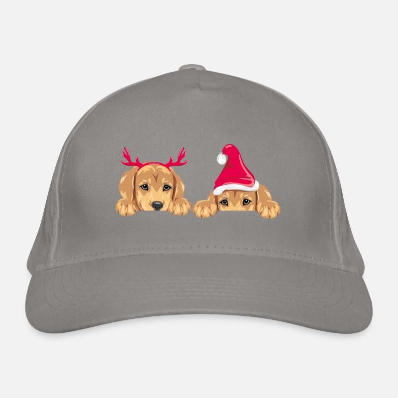 Chiots retriever jetant un coup d’œil dans des accessoires de Noël Casquette classique bio