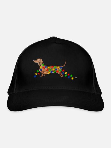 Weihnachten Dackel Weihnachtsdackel - Bio-Baseballkappe - Schwarz - Vorne