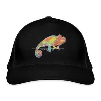 Chamäleon / Reptil / Farbe / Leguan / Bunt - Bio-Baseballkappe - Schwarz - Vorne