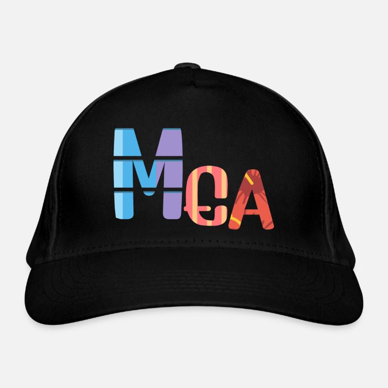 Mea name pastel text colorful Bio-Baseballkappe