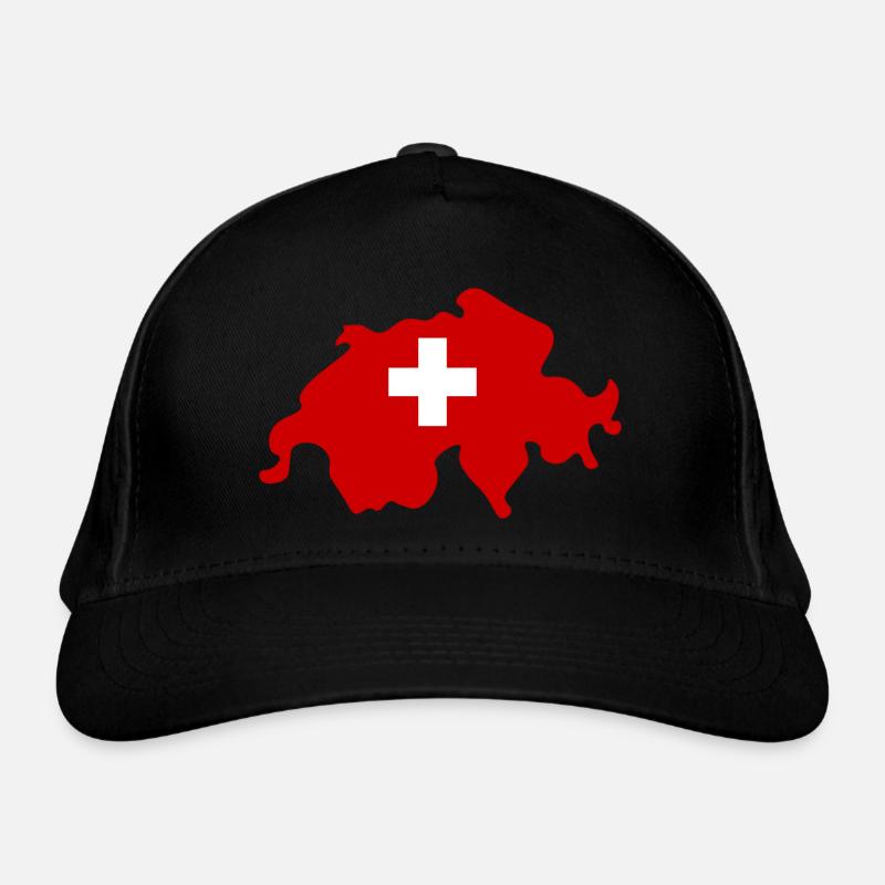 Schweiz - Bio-Baseballkappe - Schwarz