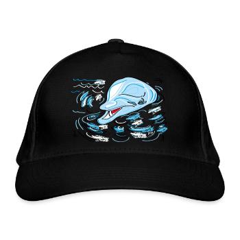 Delphin - Bio-Baseballkappe - Schwarz - Vorne