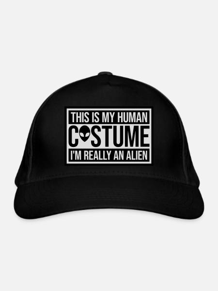 Citation extraterrestre de costume humain - Casquette classique bio - noir - Devant