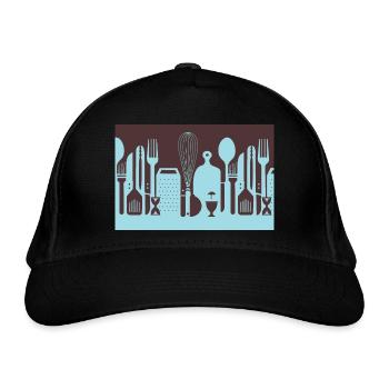 Kitchen with kitchen utensils - Organic Baseball Cap - black - Front