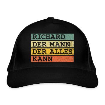 Der Mann Der Alles kann Richard - Bio-Baseballkappe - Schwarz - Vorne