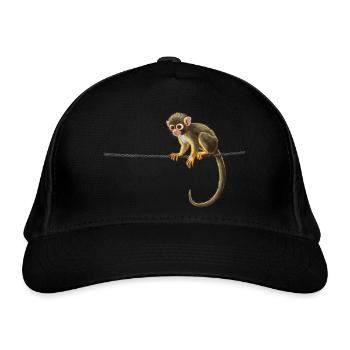 Totenkopfäffchen Totenkopfaffe Affe Affen Baby - Bio-Baseballkappe - Schwarz - Vorne