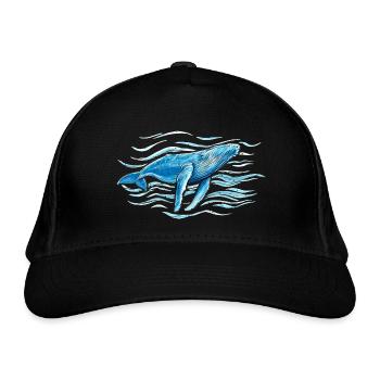 Buckelwal - Bio-Baseballkappe - Schwarz - Vorne