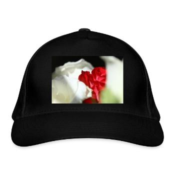 White & Red Roses - Organic Baseball Cap - black - Front