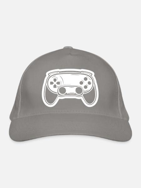 Video Game Controller Drawing - Organic Baseball Cap - light grey - Front