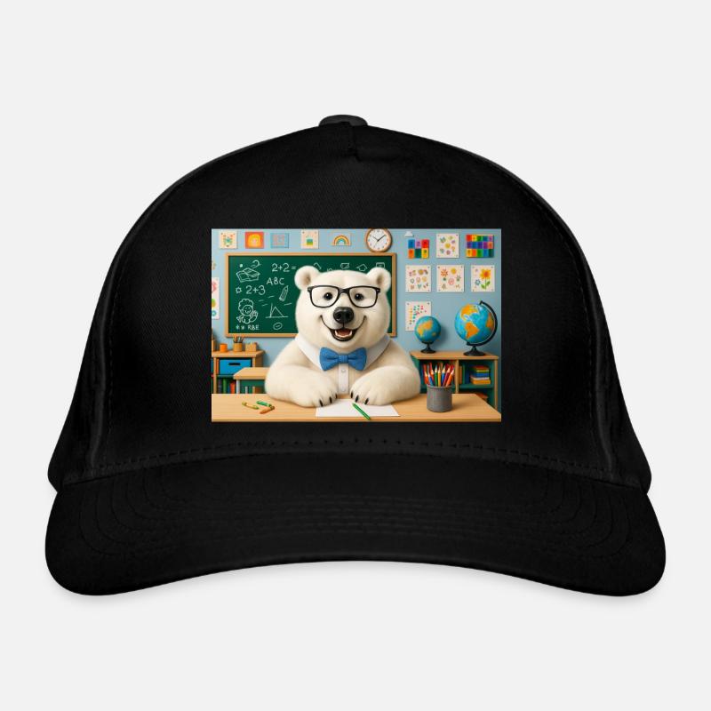 Cute Bear Scientist with Glasses Organic Baseball Cap