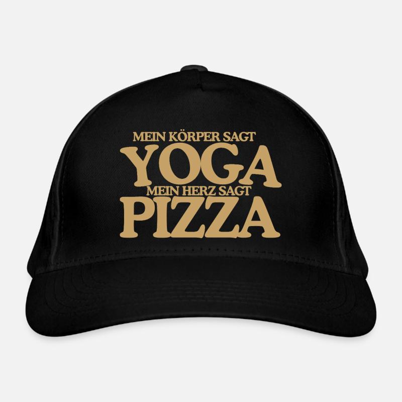 Yoga oder Pizza Lustiger Retro Spruch Design Bio-Baseballkappe