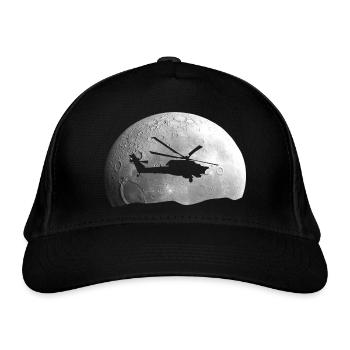 Hubschrauber Mond Geschenkidee - Bio-Baseballkappe - Schwarz - Vorne