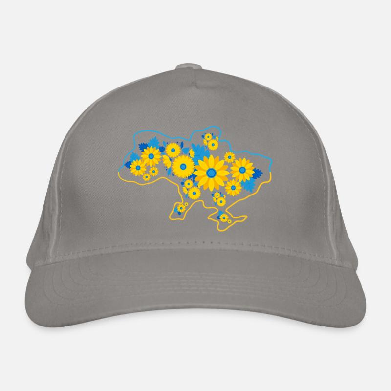 Stand with Ukraine. Floral pattern. Organic Baseball Cap