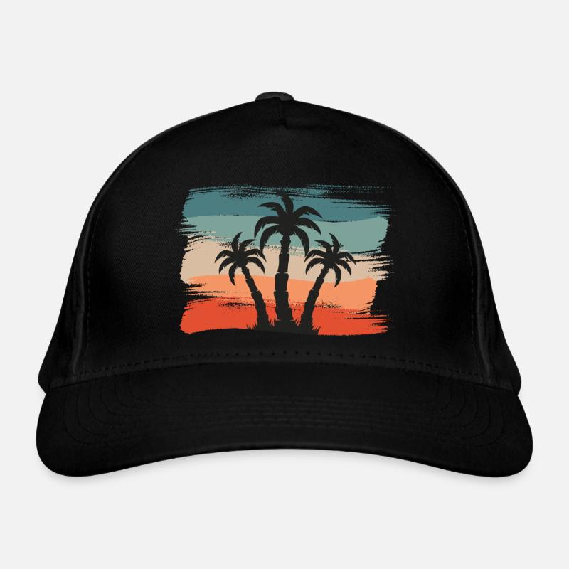 Beach Style: Retro Palmen einsame Insel Design Bio-Baseballkappe