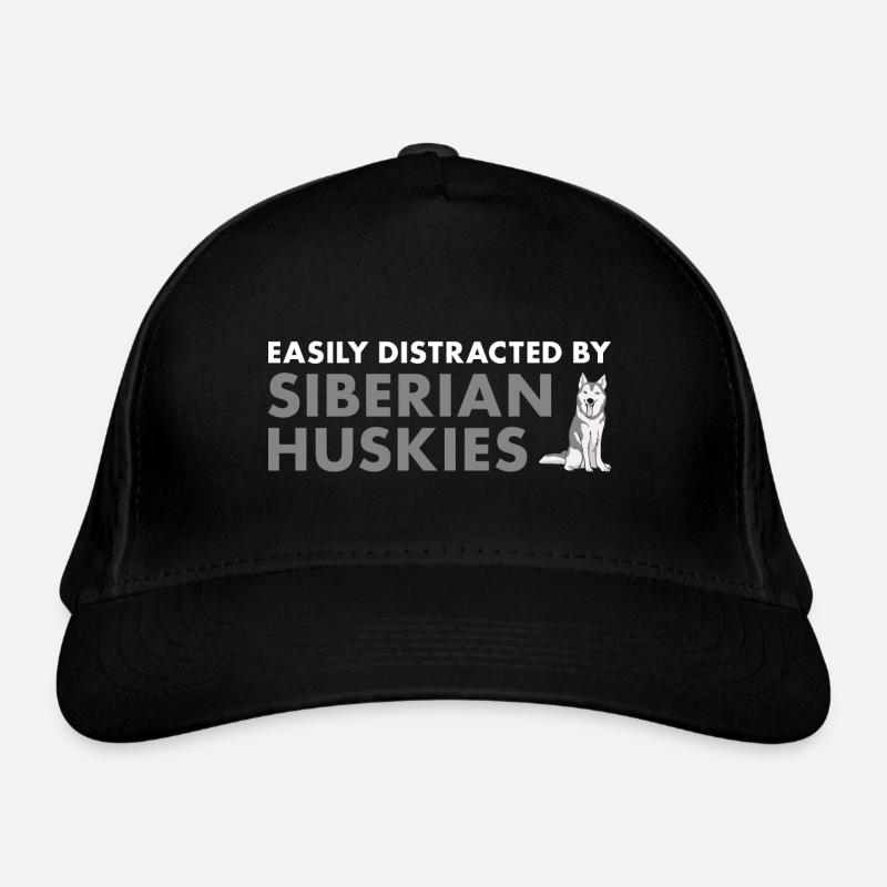 Easily Distracted By Siberian Husky Organic Baseball Cap