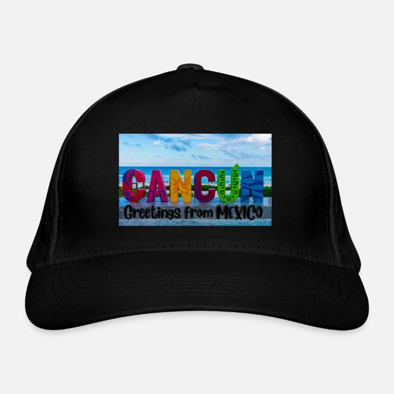 Greetings from Mexico . Cancun - Organic Baseball Cap - black