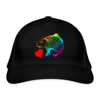 Rainbow Carp - Bio-Baseballkappe - Schwarz - Vorne