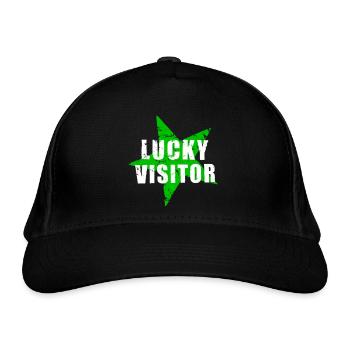 LUCKY VISITOR - GlücksTshirt - used look- Stern - Organic Baseball Cap - black - Front