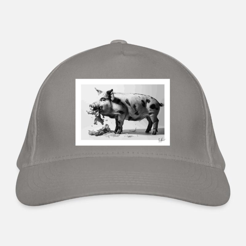 Schwein isst Salat Bio-Baseballkappe