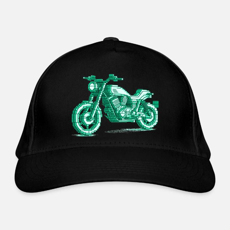 Moto rétro en 8 bits dans la couleur verte Casquette classique bio