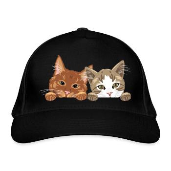 Niedliche zwei Katzen spähen - Bio-Baseballkappe - Schwarz - Vorne