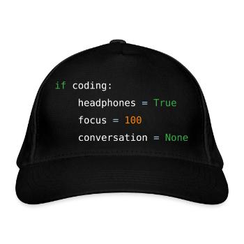 If coding headphones - Bio-Baseballkappe - Schwarz - Vorne