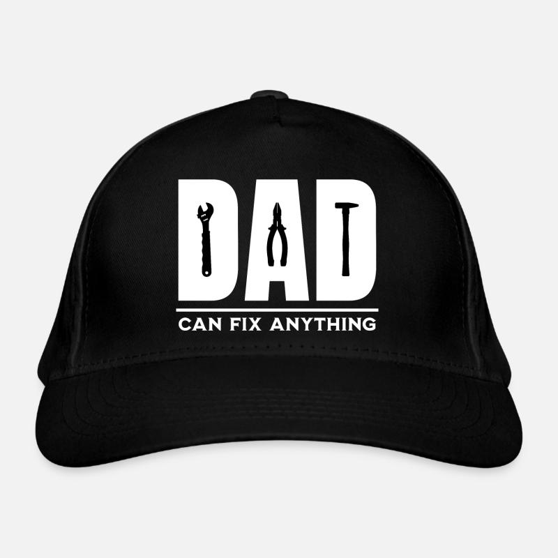 Dad fixes everything - Organic Baseball Cap - black