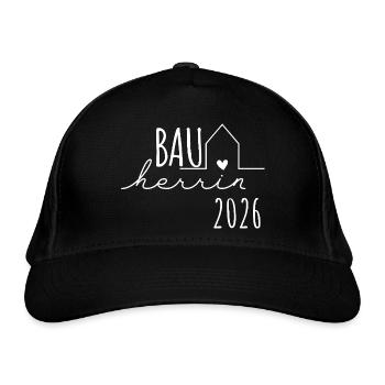 Bauherrin 2026 - Bauherren Partnerlook Hausbau - Bio-Baseballkappe - Schwarz - Vorne