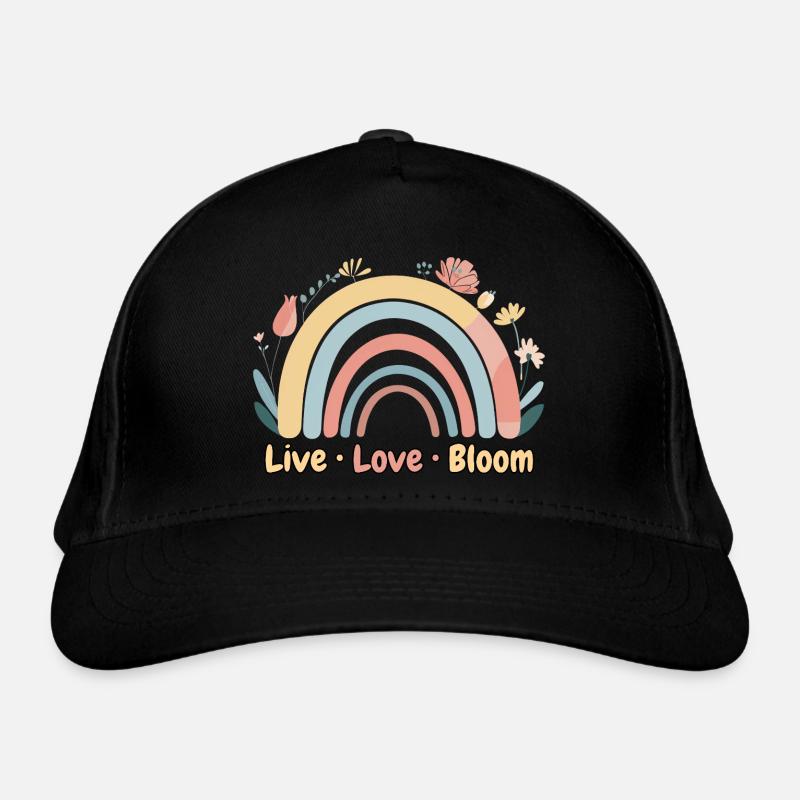 Pastel Floral Rainbow – Live Love Bloom Bio-Baseballkappe