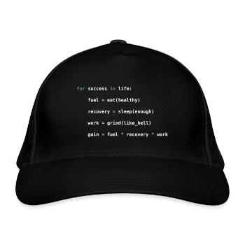 Python code, success, grinding, programming - Organic Baseball Cap - black - Front