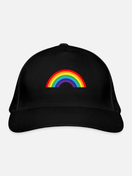 Regenbogen - Bio-Baseballkappe - Schwarz - Vorne