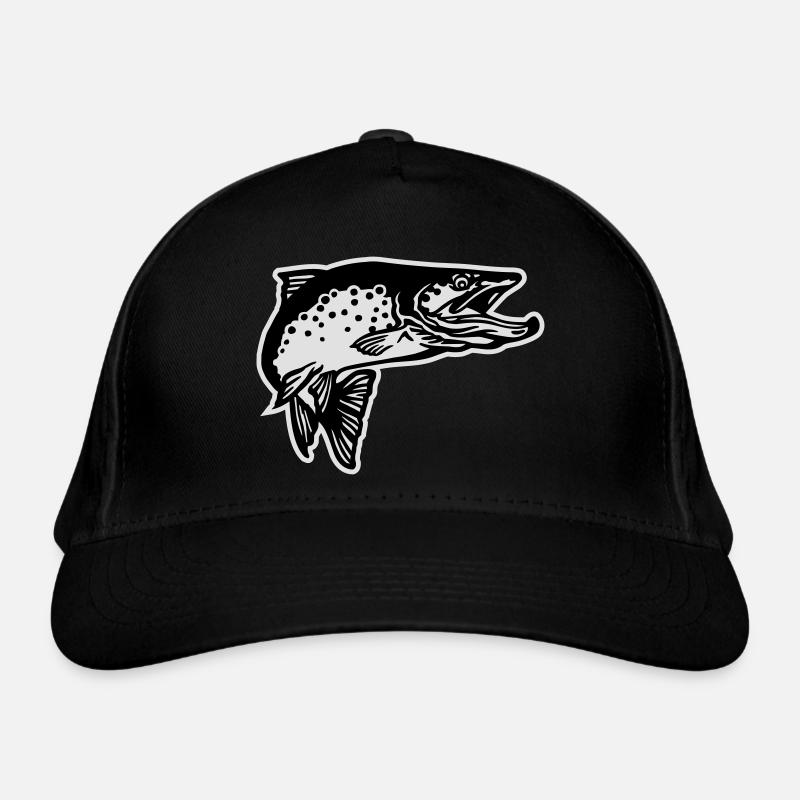 forelle2_2c_mit_kontur_2 - Bio-Baseballkappe - Schwarz