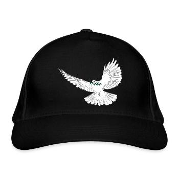Friedenstaube weiß mit Lorbeerzweig - Bio-Baseballkappe - Schwarz - Vorne