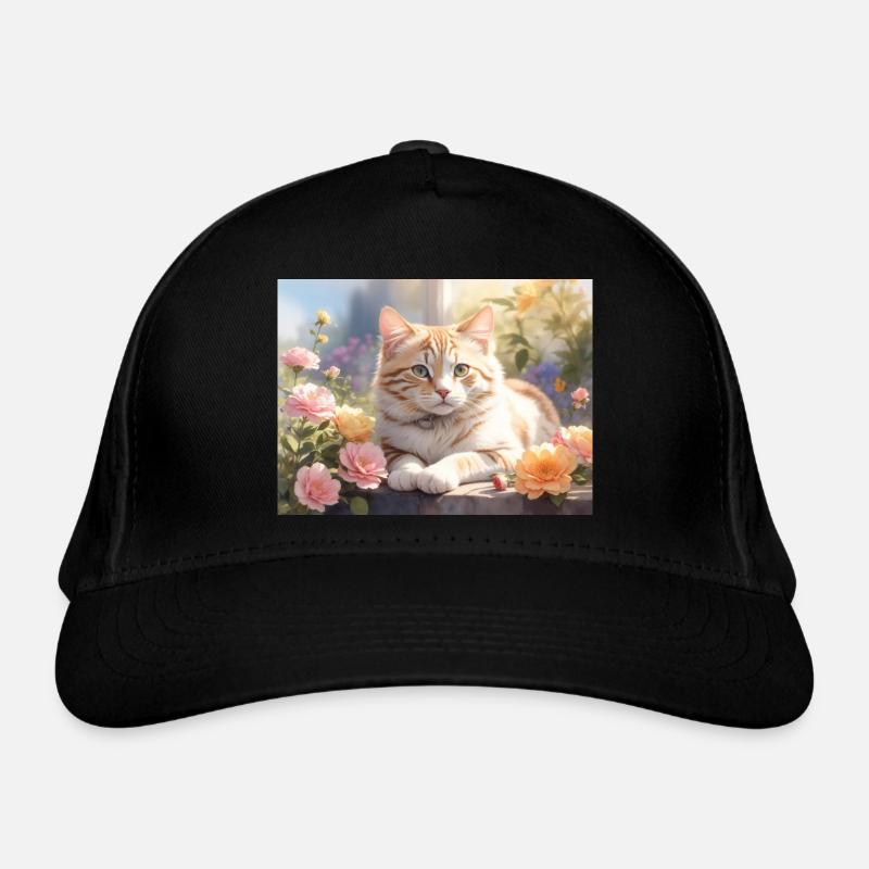 schöne weiße Katze Bio-Baseballkappe