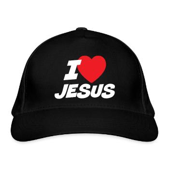 Ich liebe Jesus - Bio-Baseballkappe - Schwarz - Vorne