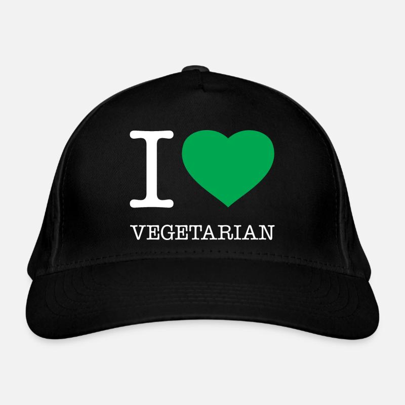 I LOVE VEGETARIAN Vegetarisch Hashtag - Bio-Baseballkappe - Schwarz