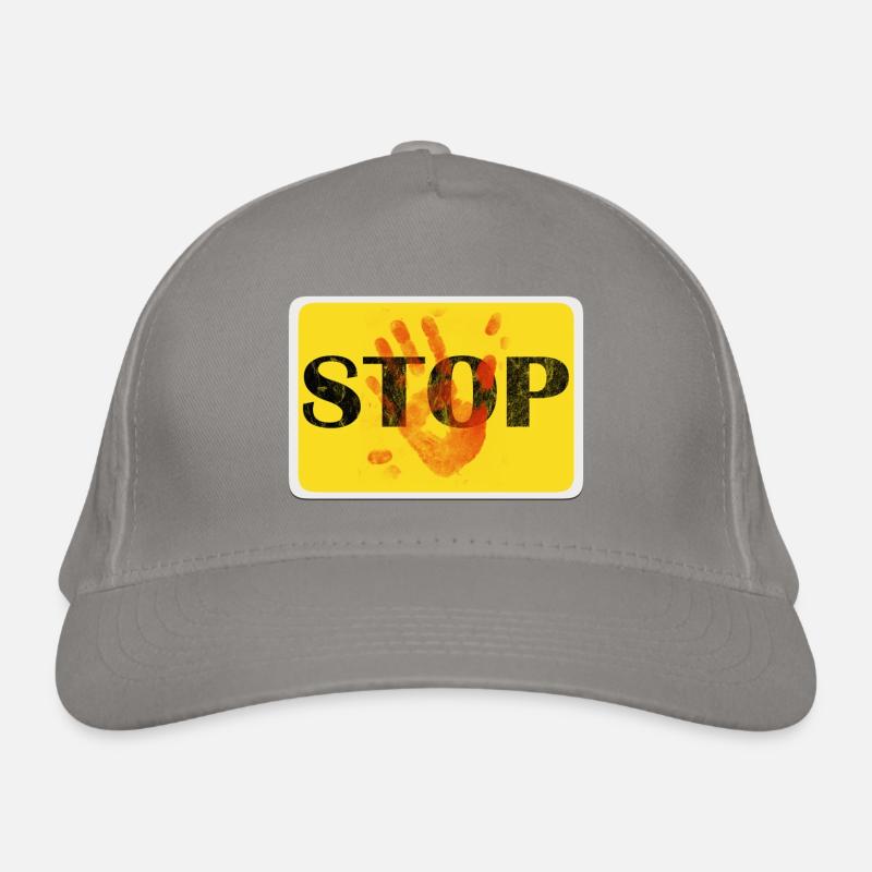 Schild Design - STOP. Bio-Baseballkappe