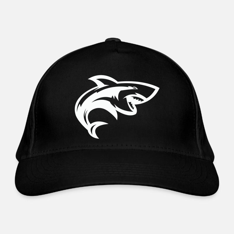 Stylized shark head - Organic Baseball Cap - black