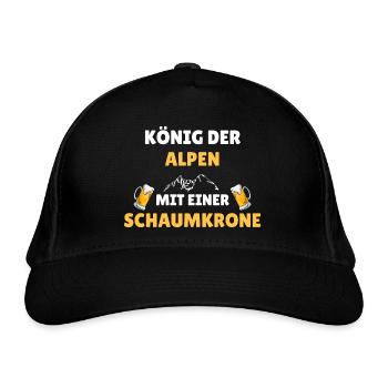 König der Alpen - Bier und Wandern Spruch - Bio-Baseballkappe - Schwarz - Vorne