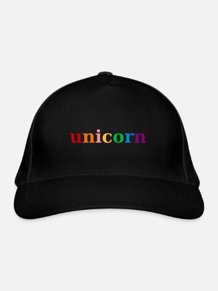 Einhorn Regenbogenfarben - Bio-Baseballkappe - Schwarz