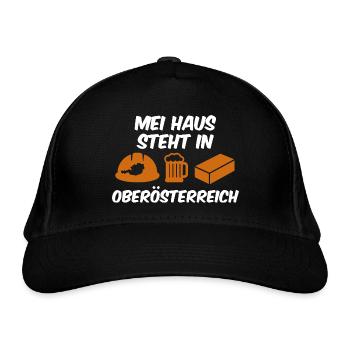 Häuslbauer Shirt für Oberösterreich - Bio-Baseballkappe - Schwarz - Vorne