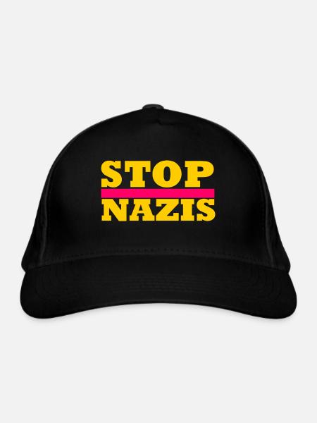 Stop Nazis - Organic Baseball Cap - black - Front