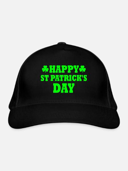 happy st patrick's day - Bio-Baseballkappe - Schwarz - Vorne